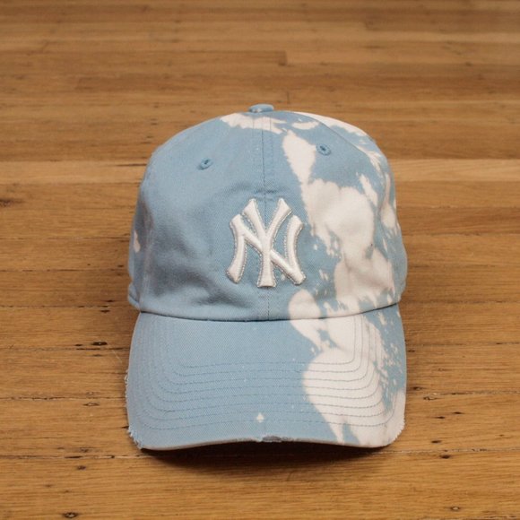 Twins Enterprise Accessories - New York Yankees Baseball Cap Faded Powder Blue Custom Distressed